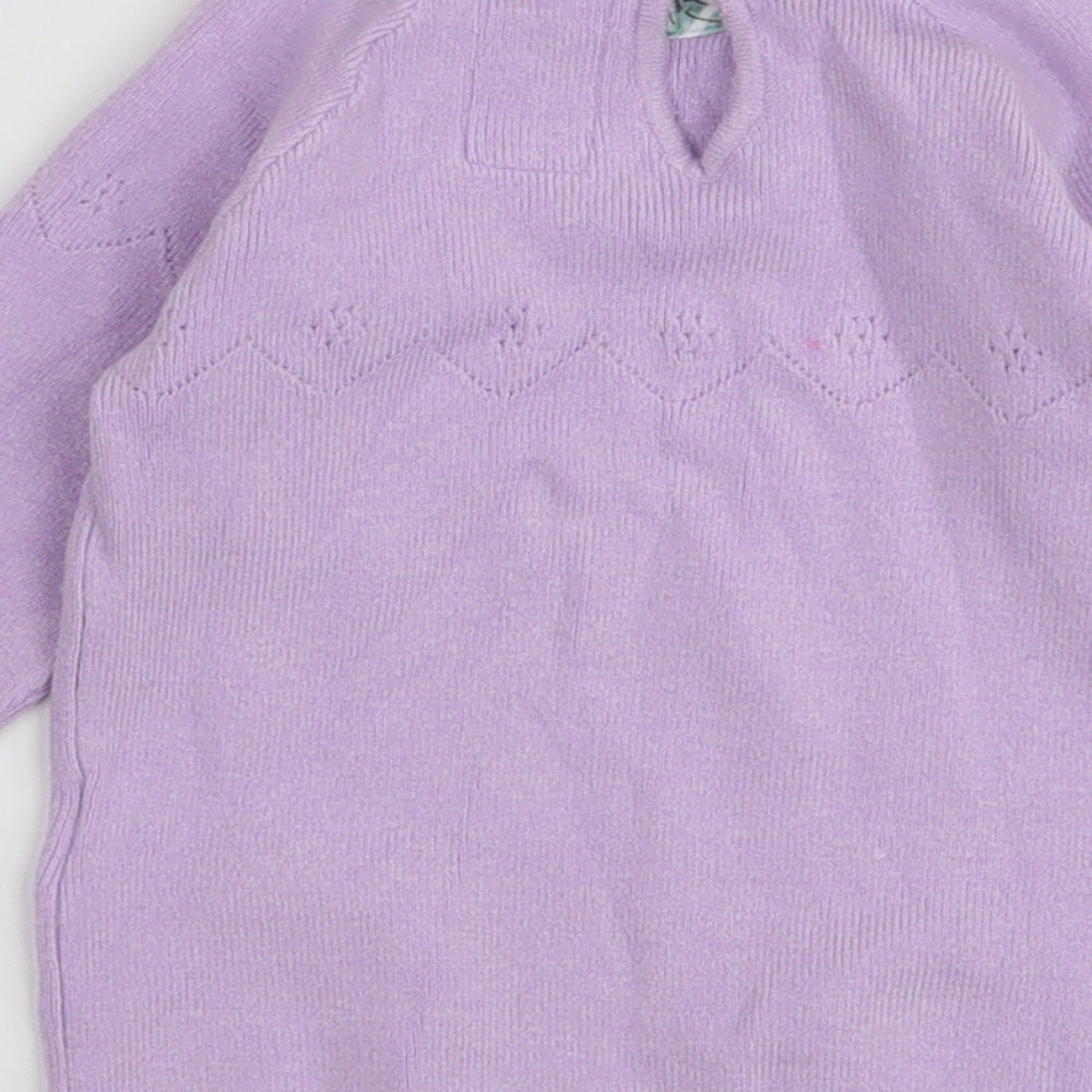 Marks and Spencer Girls Purple  Viscose Pullover Jumper Size 12-18 Months  Button - Rabbit