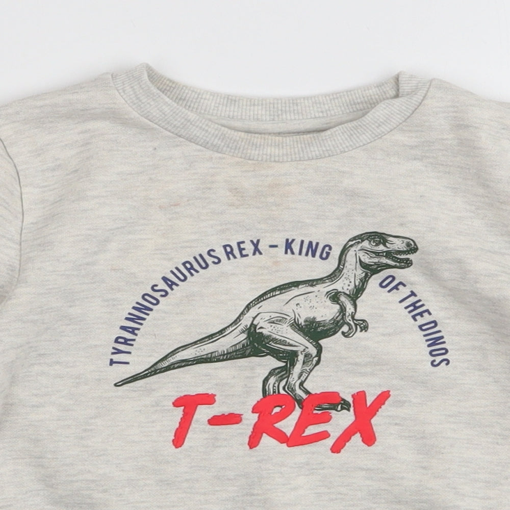 Primark Boys Grey  Cotton Pullover Sweatshirt Size 2-3 Years  Pullover - Dinosaur
