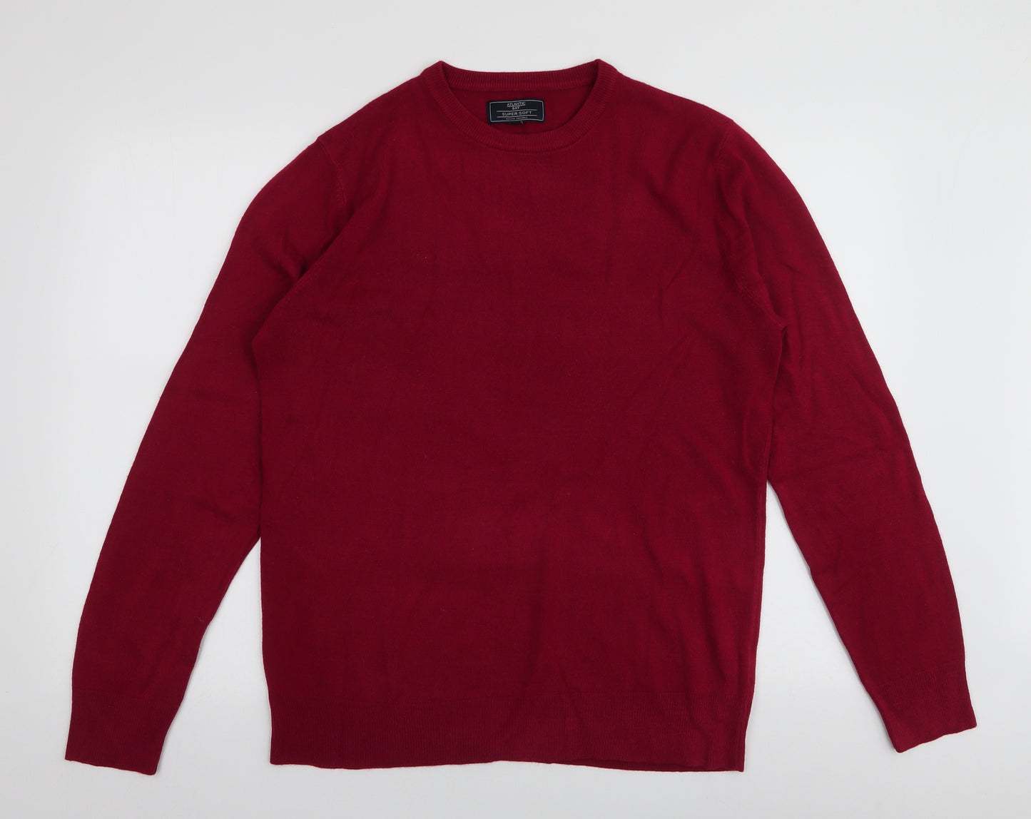 BHS Mens Red Round Neck  Acrylic Pullover Jumper Size M