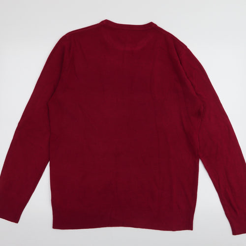 BHS Mens Red Round Neck  Acrylic Pullover Jumper Size M