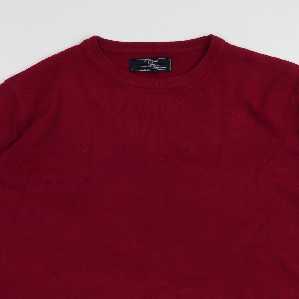 BHS Mens Red Round Neck  Acrylic Pullover Jumper Size M