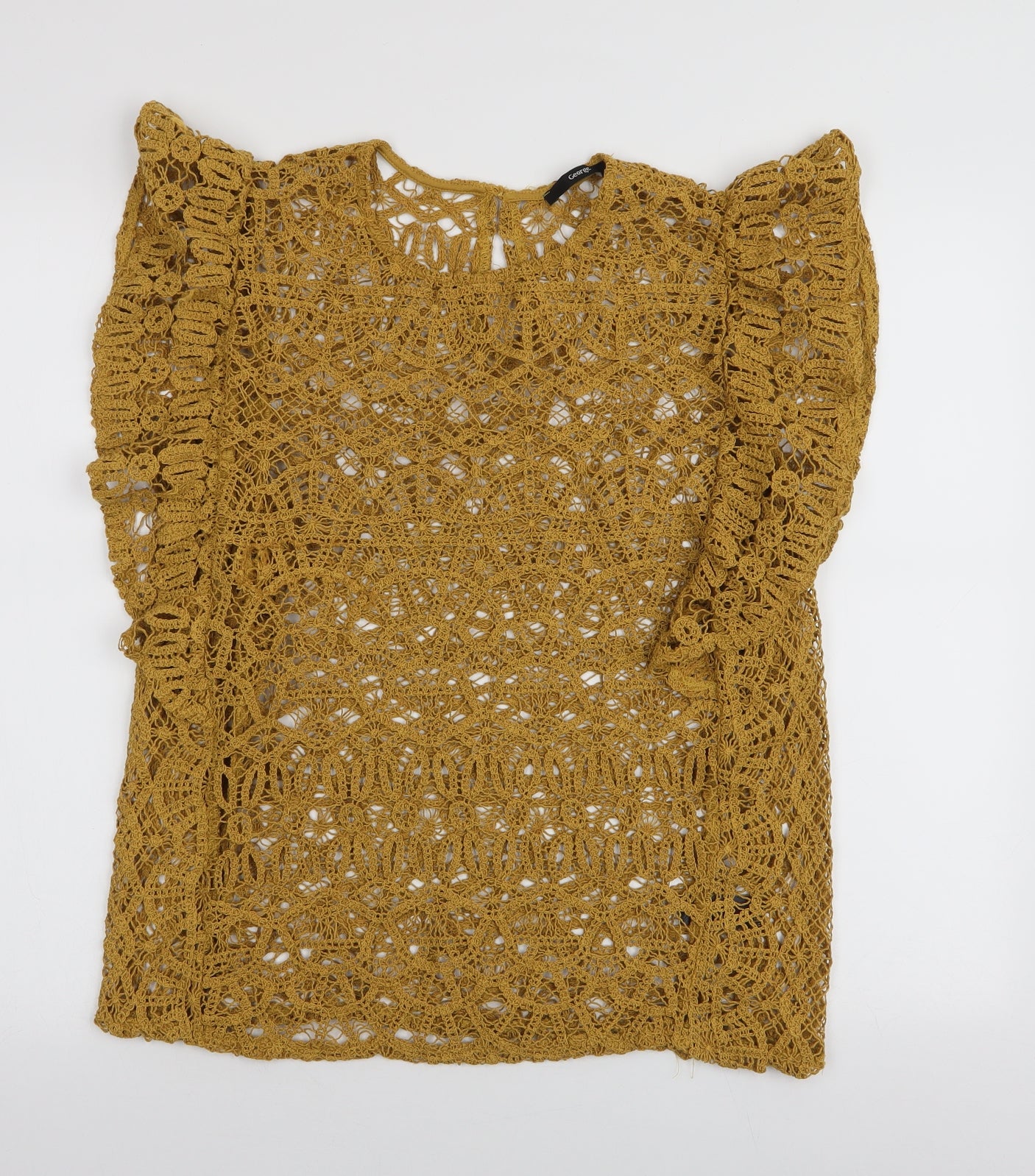George Womens Yellow  Cotton Basic Blouse Size 14 Round Neck