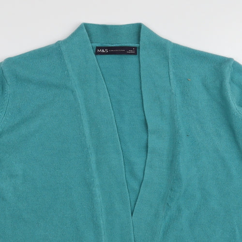 Marks and Spencer Womens Blue V-Neck  Acrylic Cardigan Jumper Size S