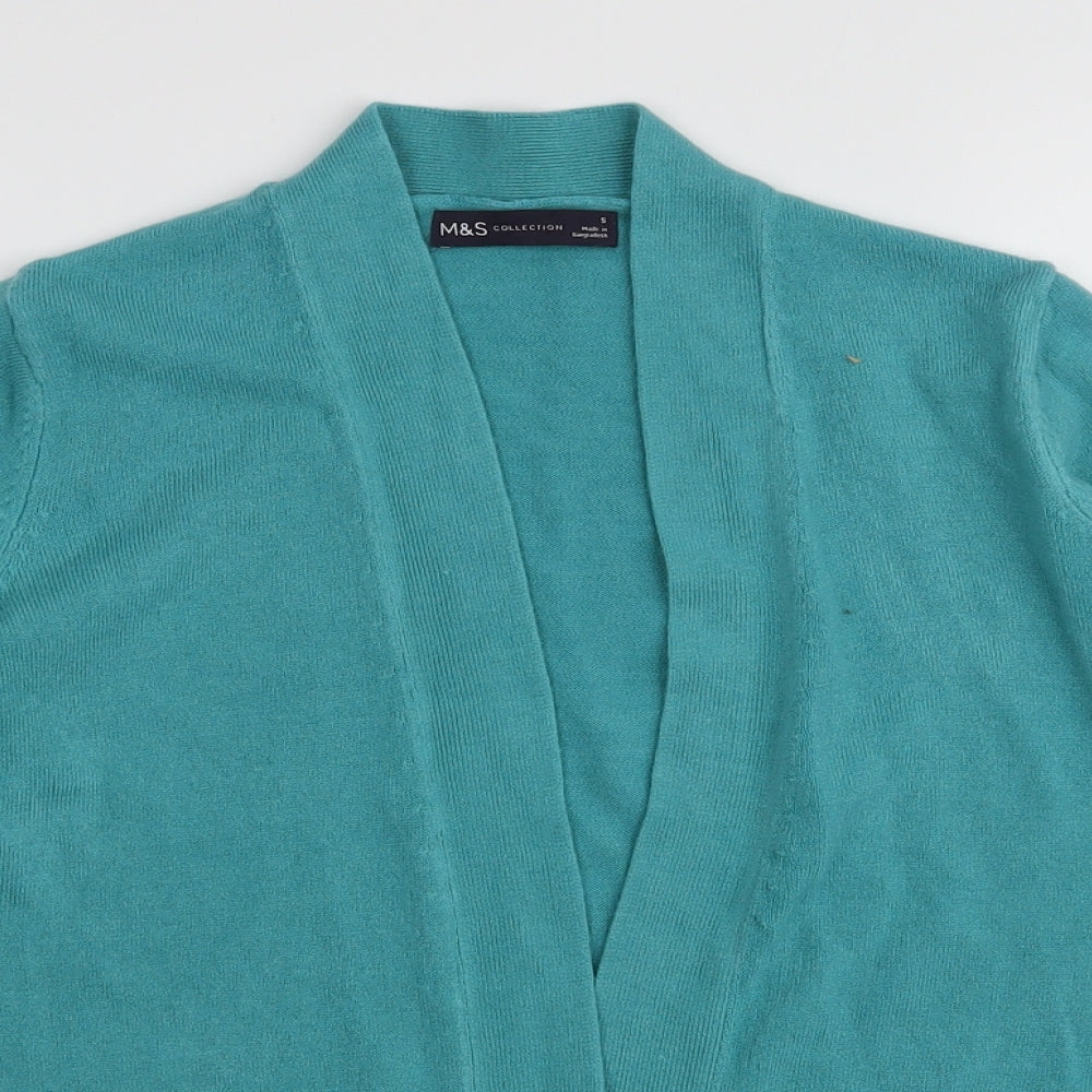 Marks and Spencer Womens Blue V-Neck  Acrylic Cardigan Jumper Size S