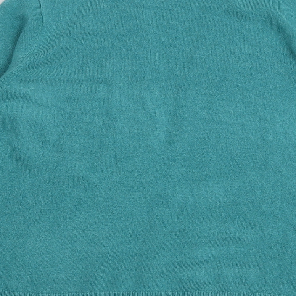 Marks and Spencer Womens Blue V-Neck  Acrylic Cardigan Jumper Size S