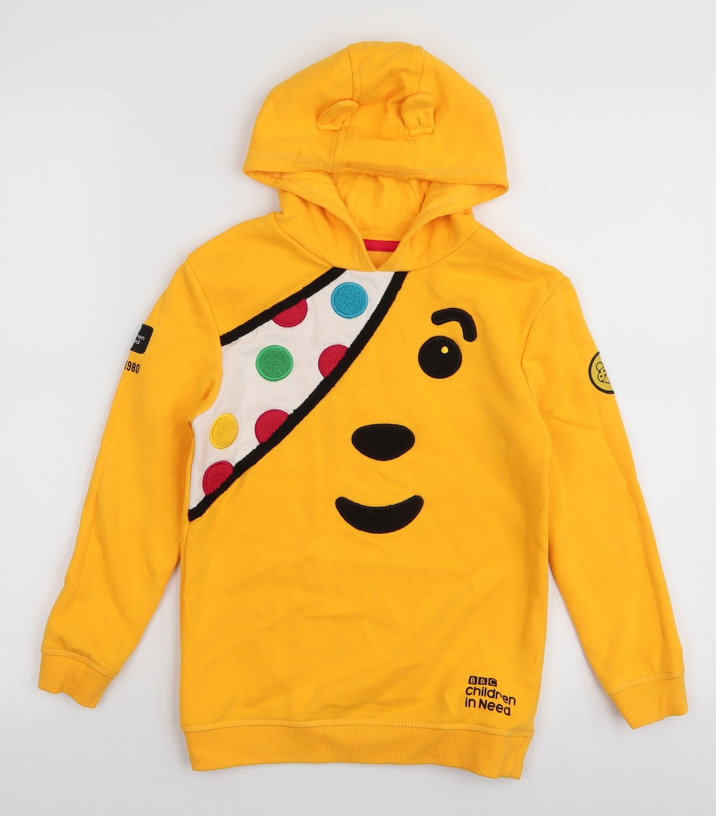 George Boys Yellow  Cotton Pullover Hoodie Size 7-8 Years  Pullover - Pudsey bear