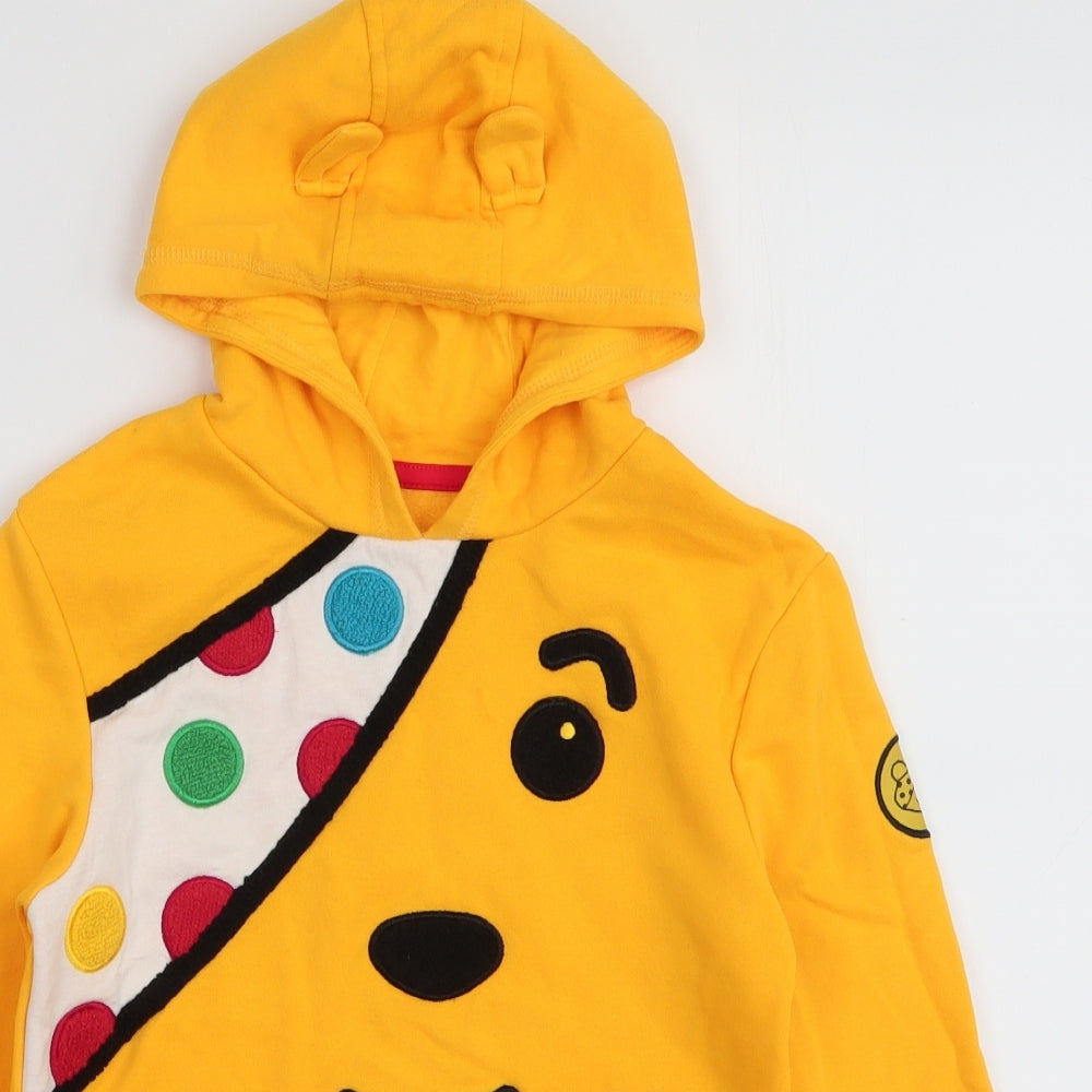 George Boys Yellow  Cotton Pullover Hoodie Size 7-8 Years  Pullover - Pudsey bear