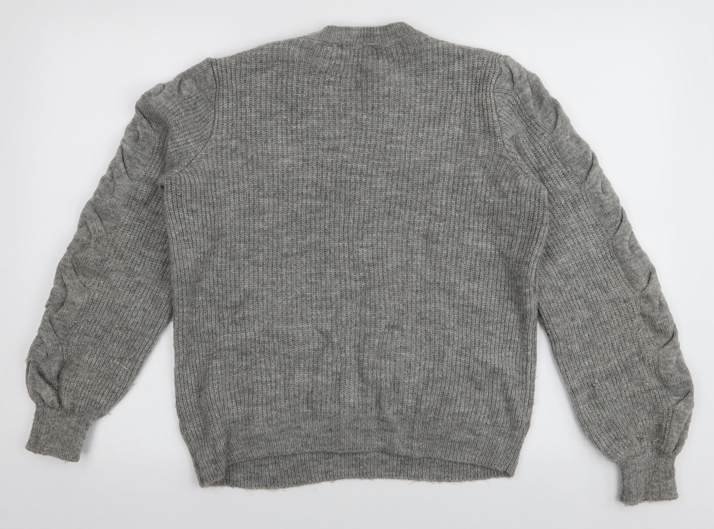 George Womens Grey Round Neck  Acrylic Pullover Jumper Size 8