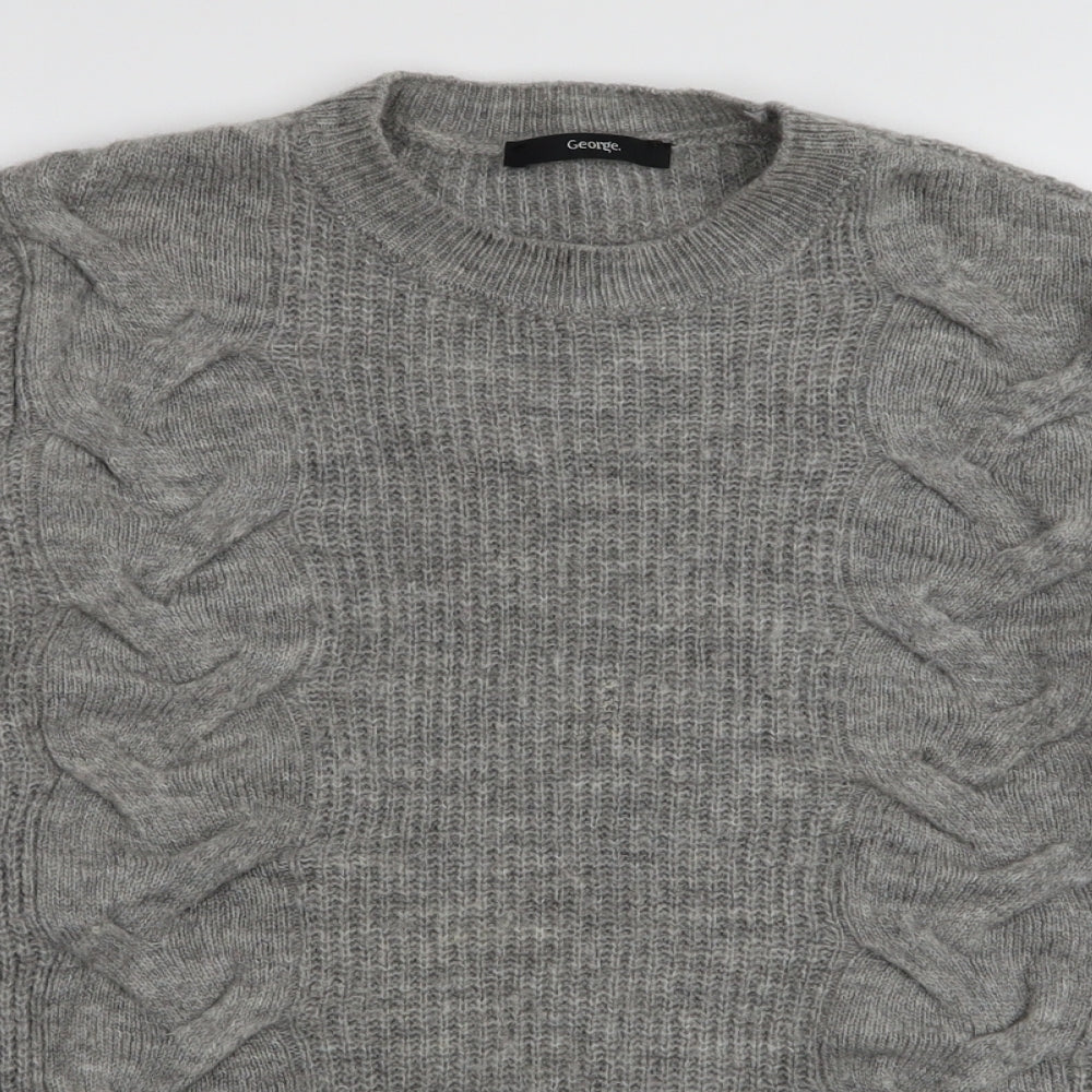George Womens Grey Round Neck  Acrylic Pullover Jumper Size 8