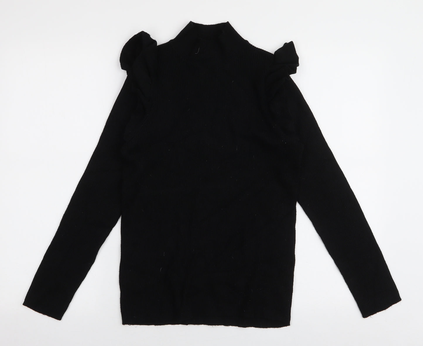 F&F Womens Black High Neck  Viscose Pullover Jumper Size 16