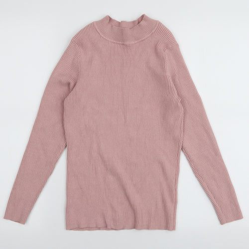 Primark Womens Pink High Neck  Viscose Pullover Jumper Size XL