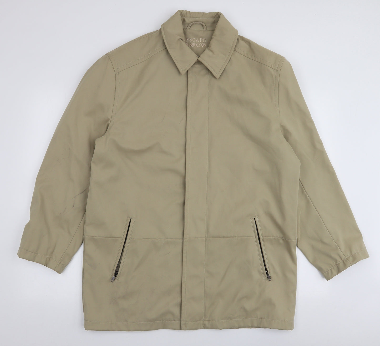 Escape Mens Green   Overcoat Coat Size M  Zip
