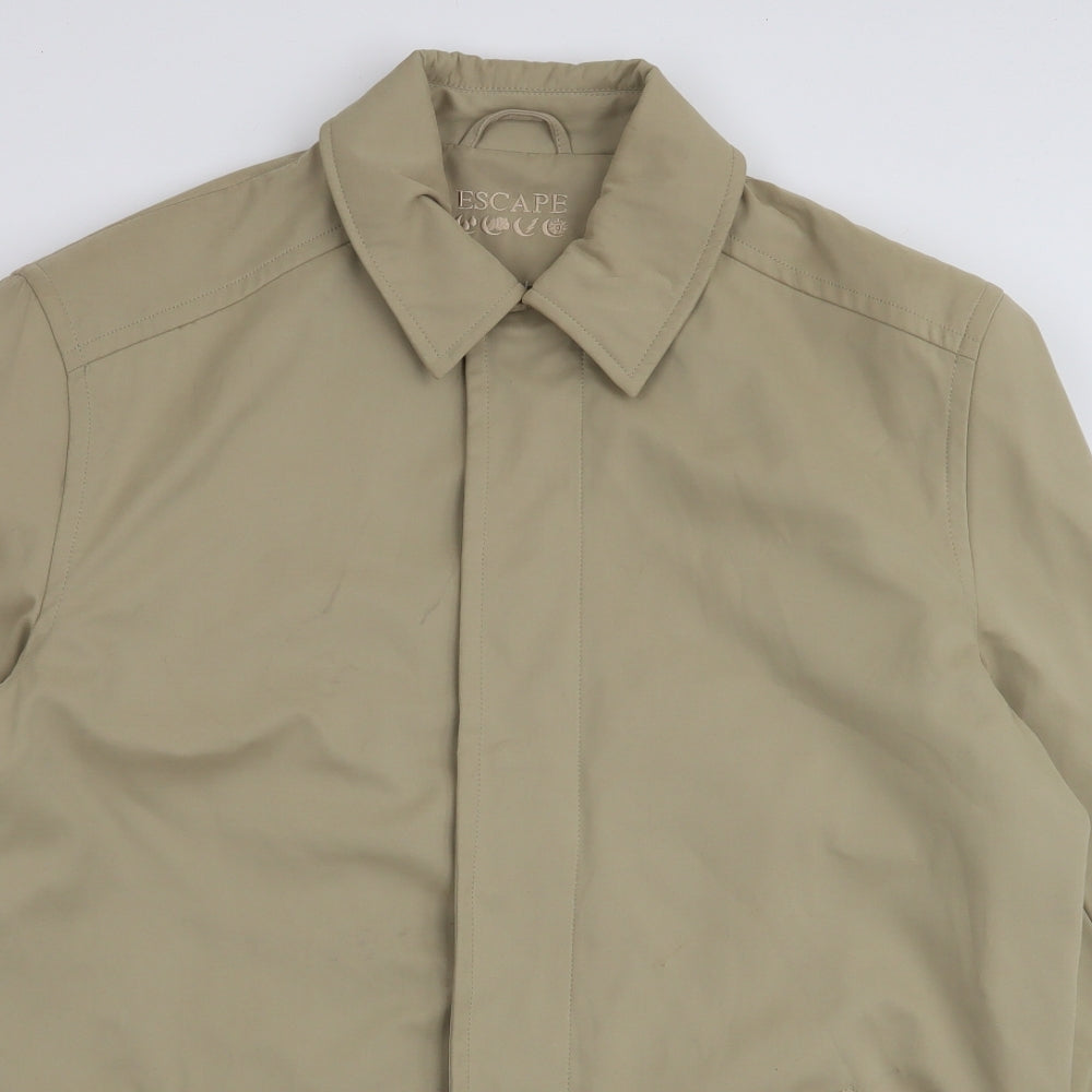 Escape Mens Green   Overcoat Coat Size M  Zip