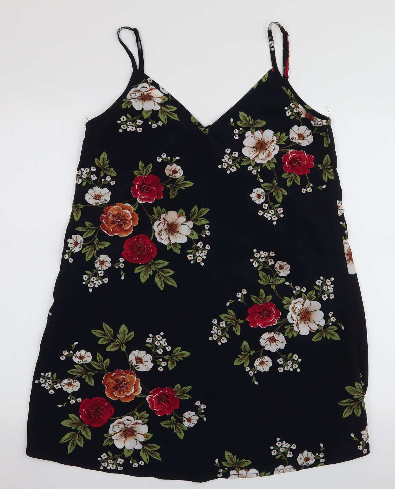 SheIn Womens Blue Floral Polyester Camisole Blouse Size M Round Neck