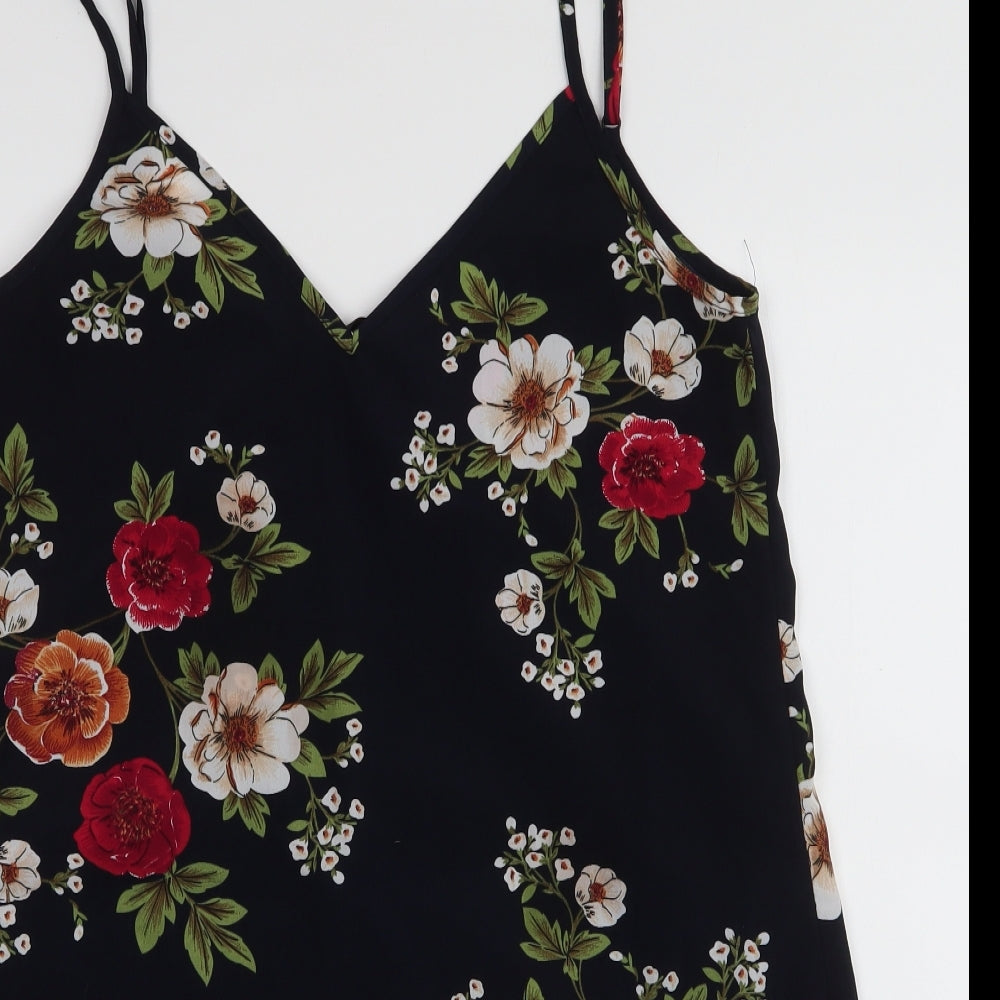 SheIn Womens Blue Floral Polyester Camisole Blouse Size M Round Neck