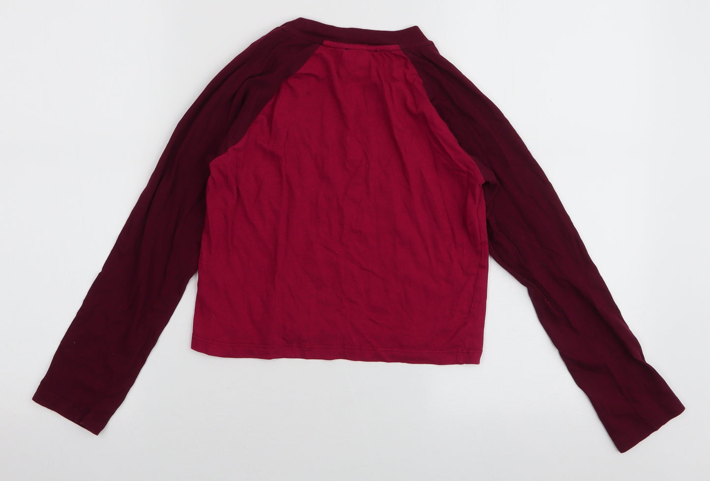 Topshop Womens Red  100% Cotton Cropped T-Shirt Size 12 Round Neck