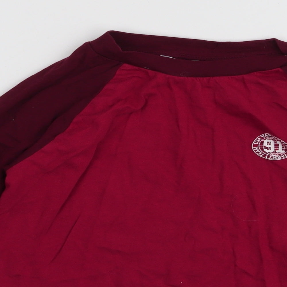 Topshop Womens Red  100% Cotton Cropped T-Shirt Size 12 Round Neck