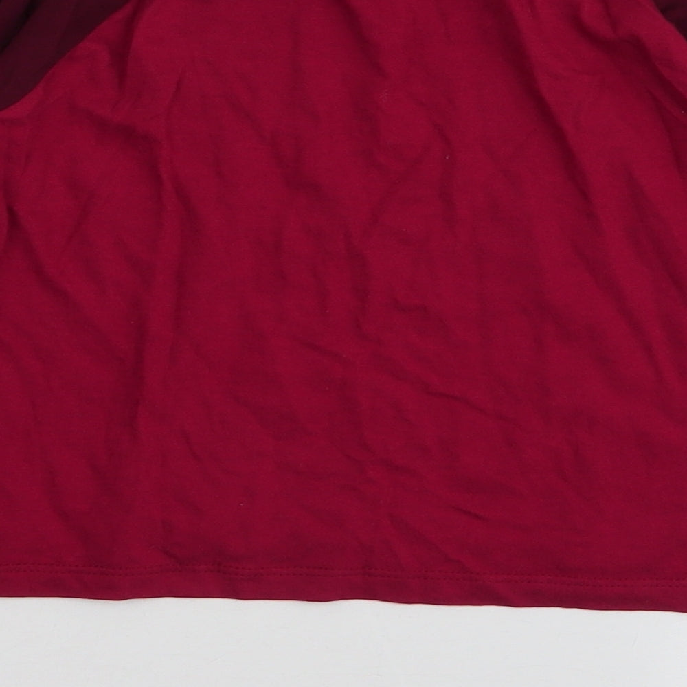 Topshop Womens Red  100% Cotton Cropped T-Shirt Size 12 Round Neck