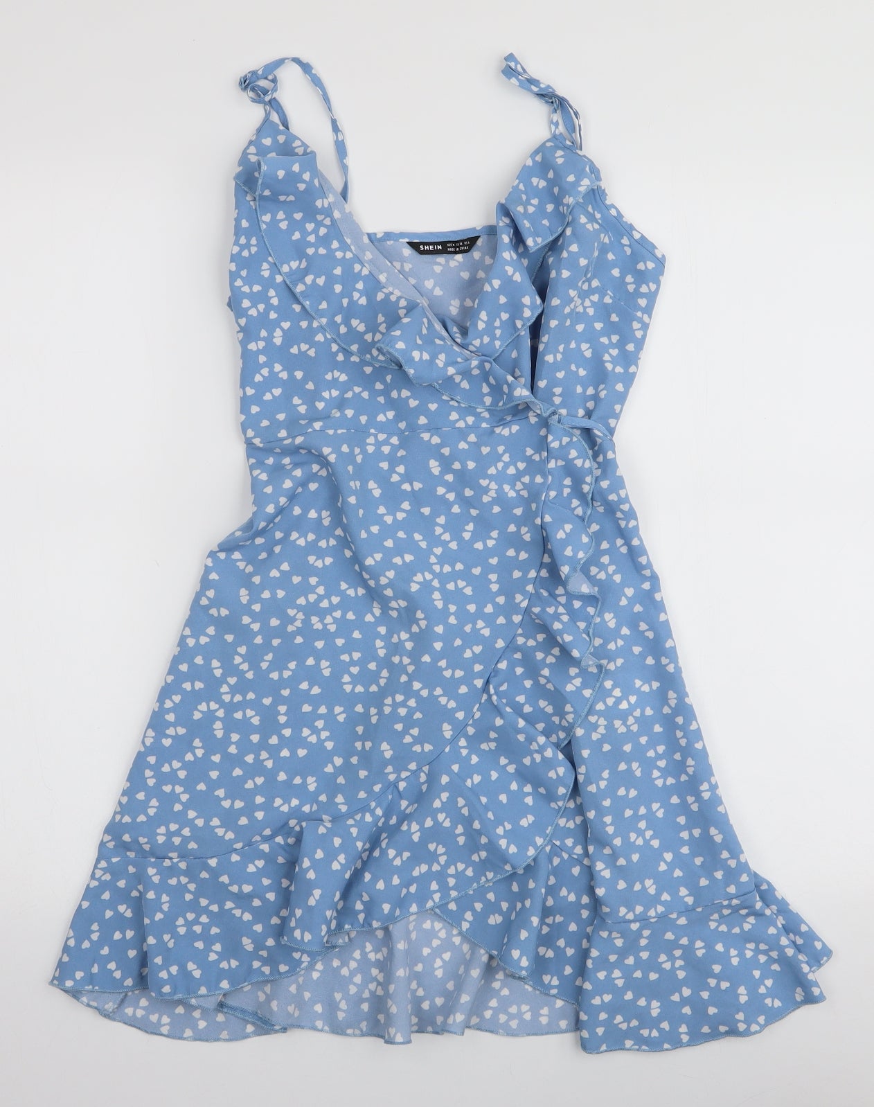 SheIn Womens Blue  Elastane Wrap Dress  Size M  V-Neck Tie
