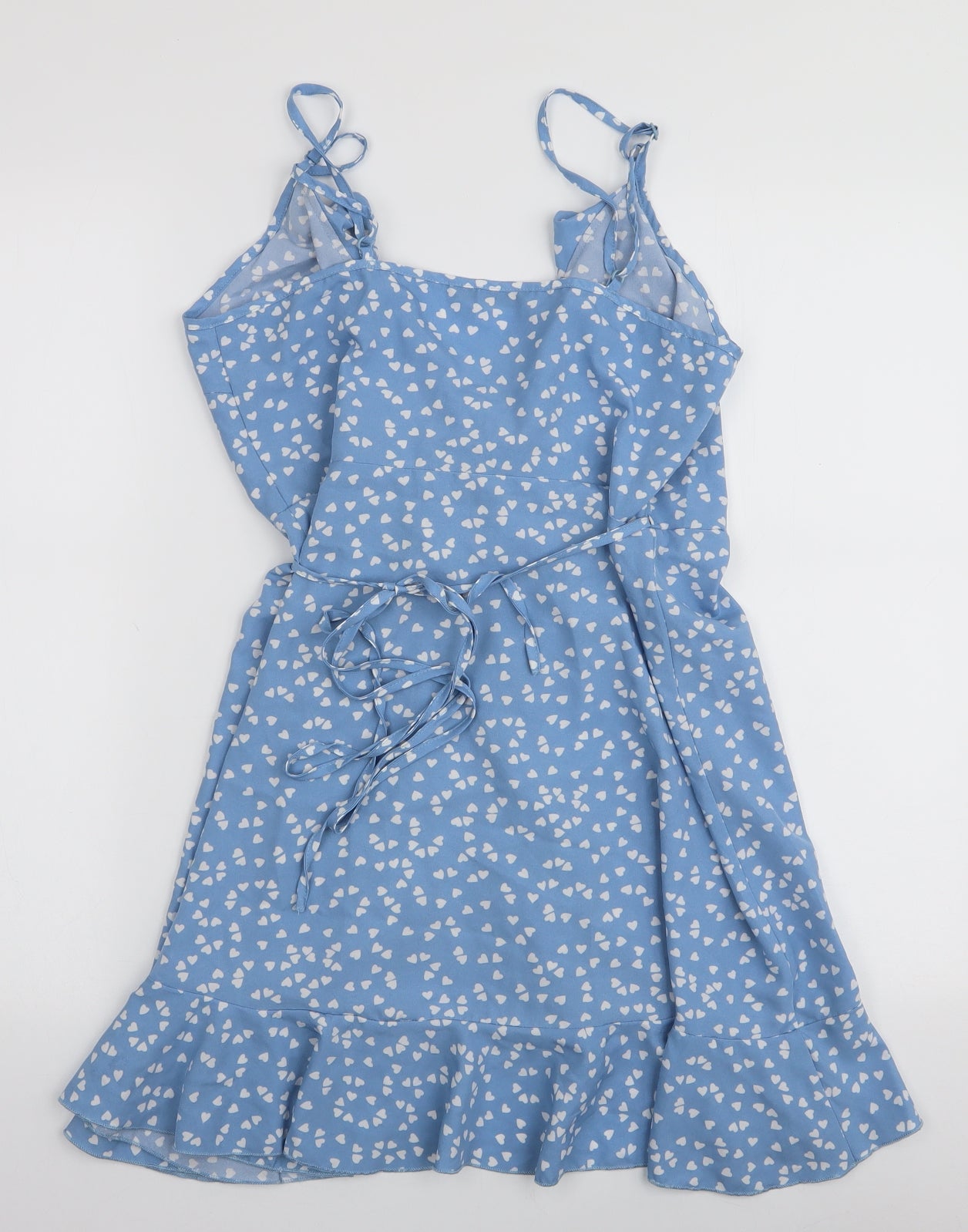 SheIn Womens Blue  Elastane Wrap Dress  Size M  V-Neck Tie