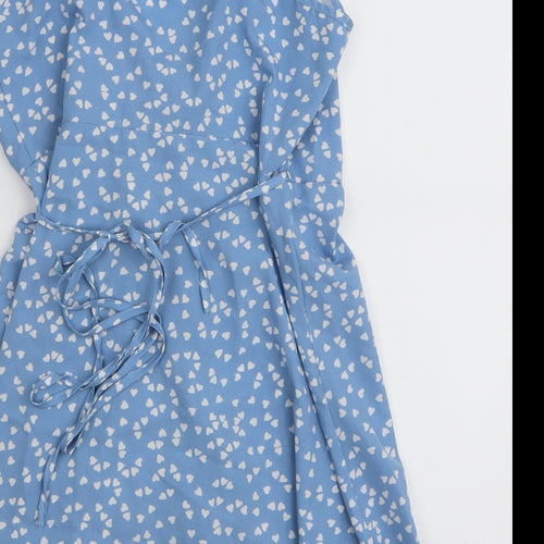 SheIn Womens Blue  Elastane Wrap Dress  Size M  V-Neck Tie