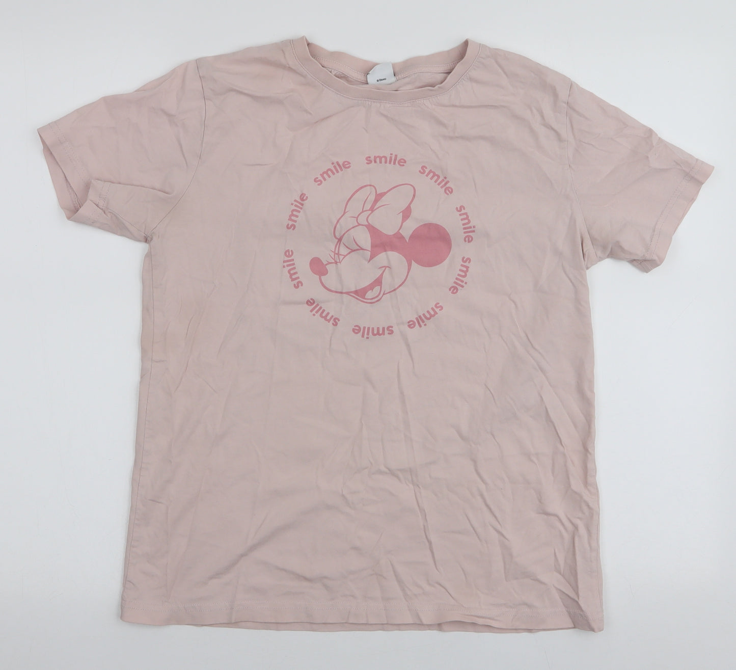 V by very Womens Pink  100% Cotton Jersey T-Shirt Size M Round Neck - Disney Minnie Mouse