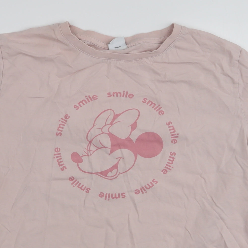 V by very Womens Pink  100% Cotton Jersey T-Shirt Size M Round Neck - Disney Minnie Mouse