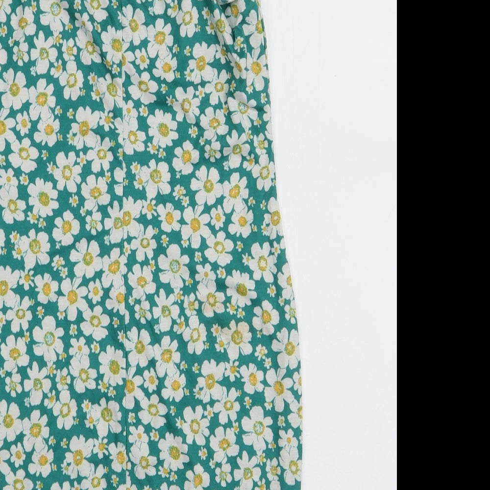 SheIn Womens Green Floral Polyester Bodycon  Size M  Square Neck Pullover