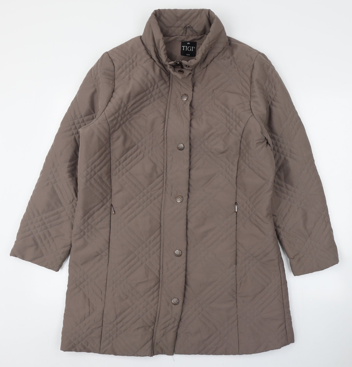 TIGI Womens Beige   Quilted Coat Size 16  Zip