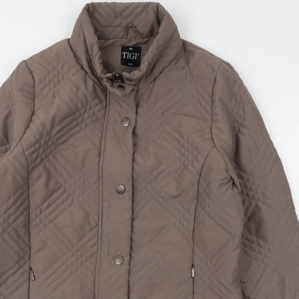 TIGI Womens Beige   Quilted Coat Size 16  Zip