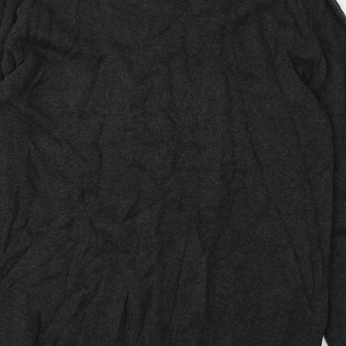 Maine Mens Grey Round Neck  Cotton Pullover Jumper Size M