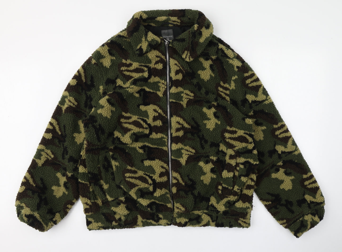 Primark Womens Green Collared Camouflage Polyester Full Zip Jumper Size 12