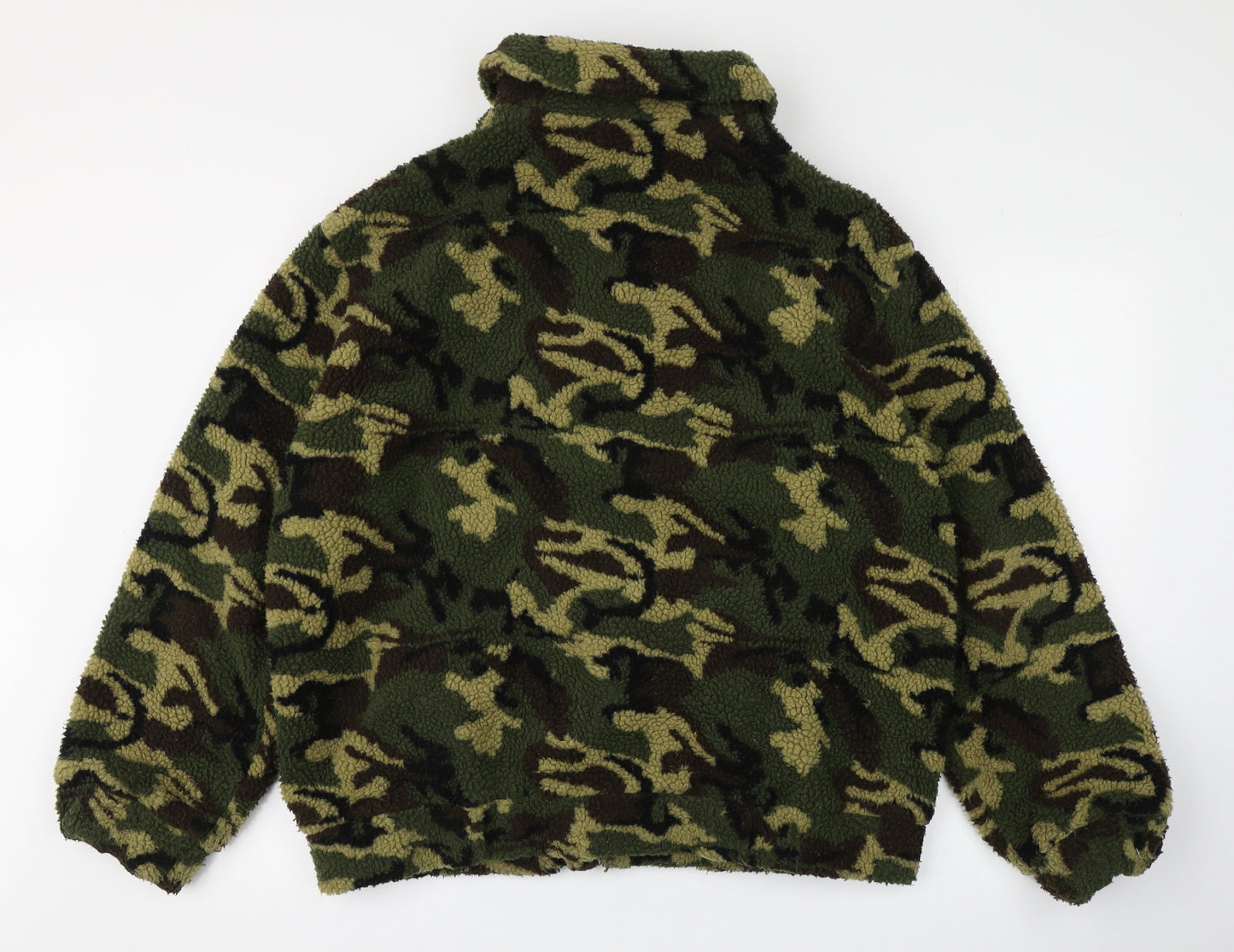 Primark Womens Green Collared Camouflage Polyester Full Zip Jumper Size 12