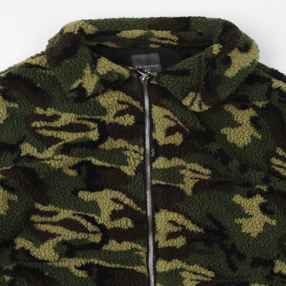 Primark Womens Green Collared Camouflage Polyester Full Zip Jumper Size 12