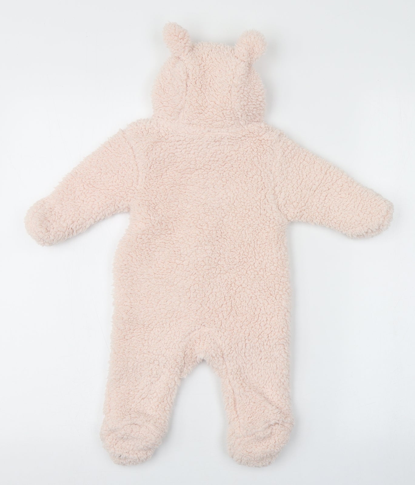 Marks and Spencer Baby Pink Solid 100% Polyester  One Piece Size 0-3 Months  Zip