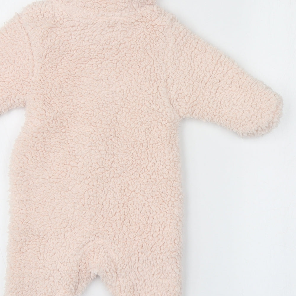 Marks and Spencer Baby Pink Solid 100% Polyester  One Piece Size 0-3 Months  Zip