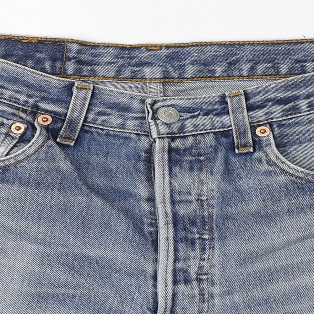 Levi's Womens Blue  100% Cotton Hot Pants Shorts Size 32 in L3 in Regular Button - Distressed