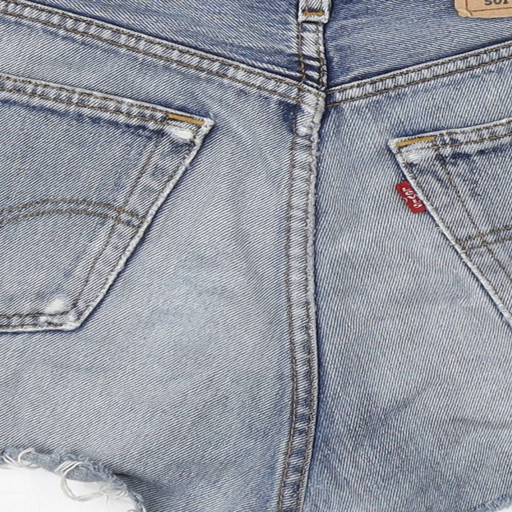 Levi's Womens Blue  100% Cotton Hot Pants Shorts Size 32 in L3 in Regular Button - Distressed