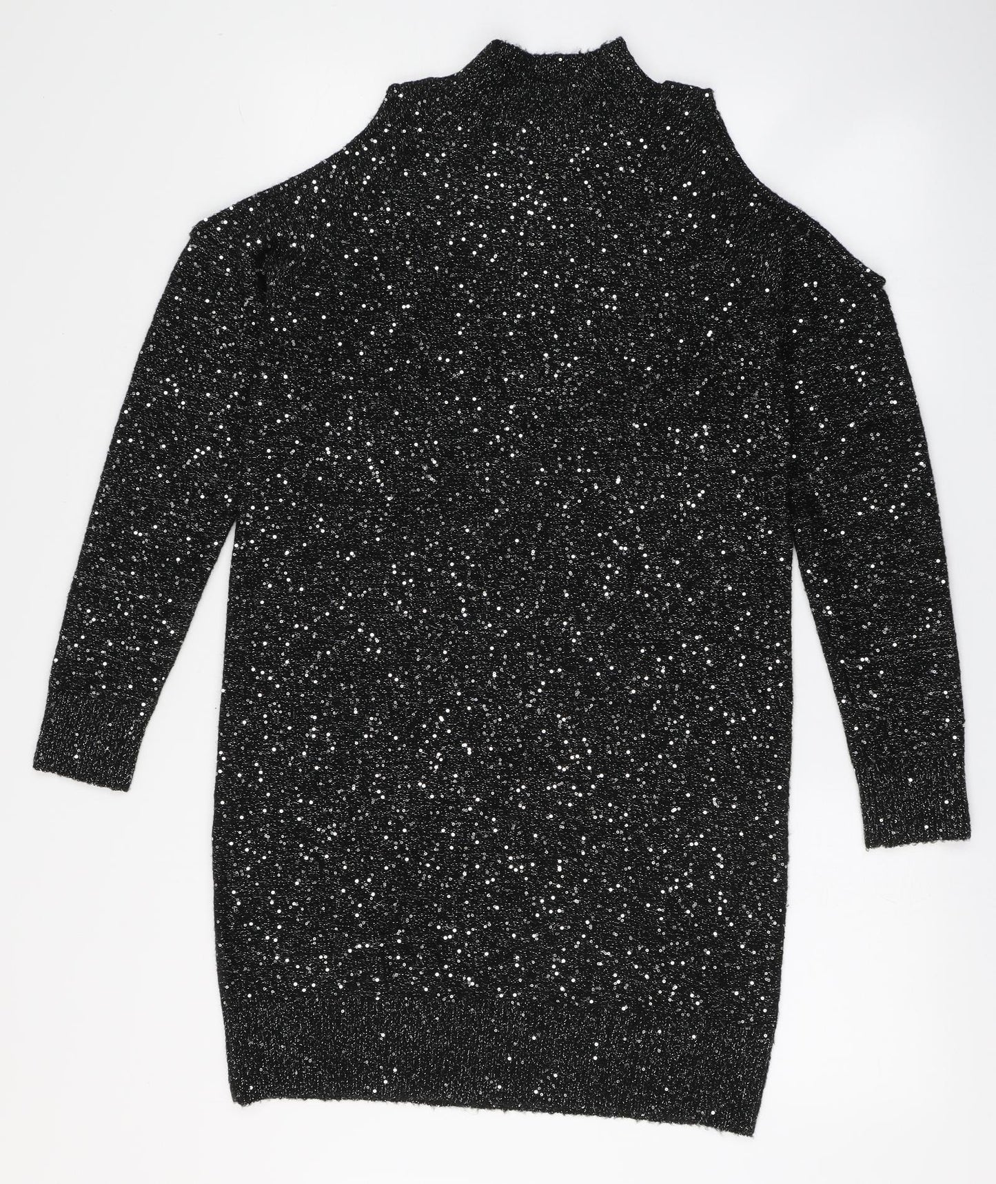 Oasis Womens Black  Polyacrylate Fibre Jumper Dress  Size M  High Neck Pullover