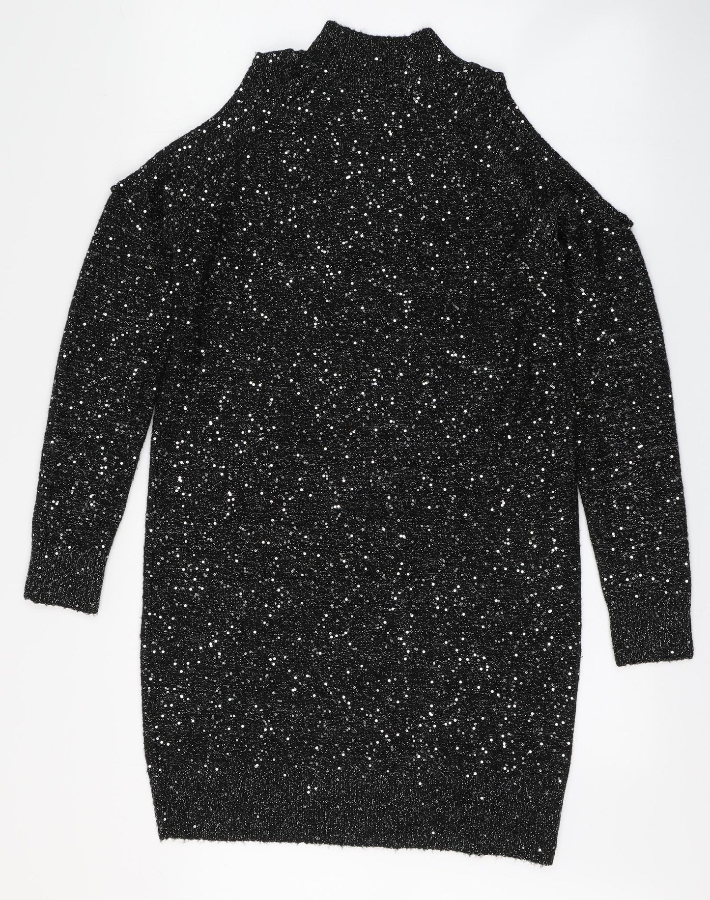 Oasis Womens Black  Polyacrylate Fibre Jumper Dress  Size M  High Neck Pullover