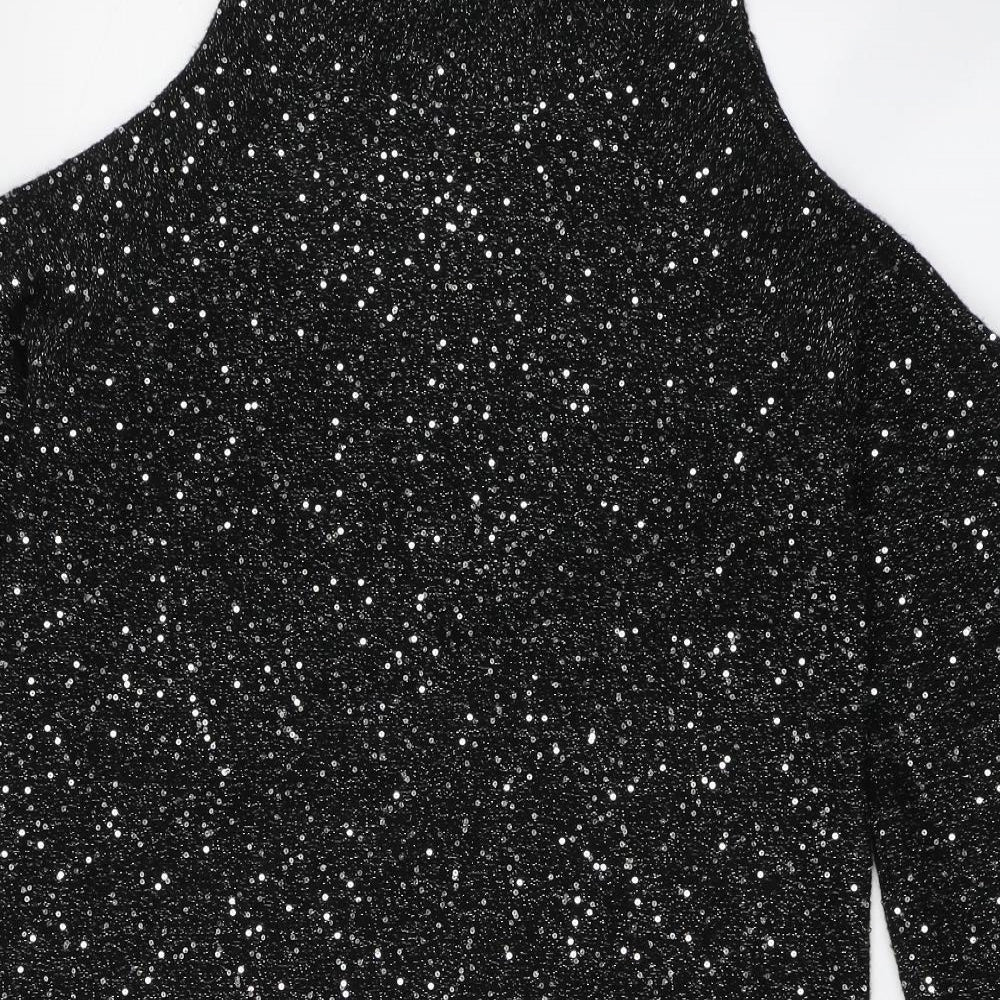 Oasis Womens Black  Polyacrylate Fibre Jumper Dress  Size M  High Neck Pullover