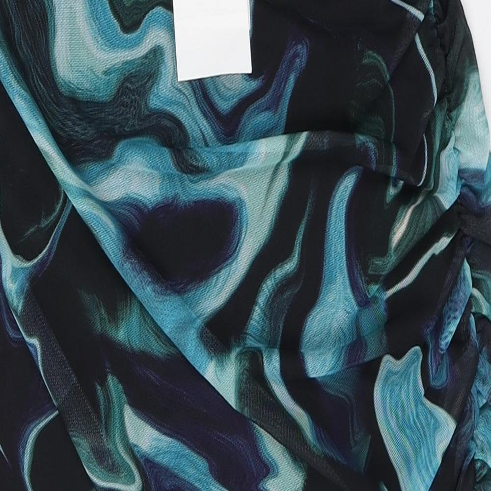 Quiz Womens Blue  Polyester Straight & Pencil Skirt Size 10    - Ruched Swirl pattern