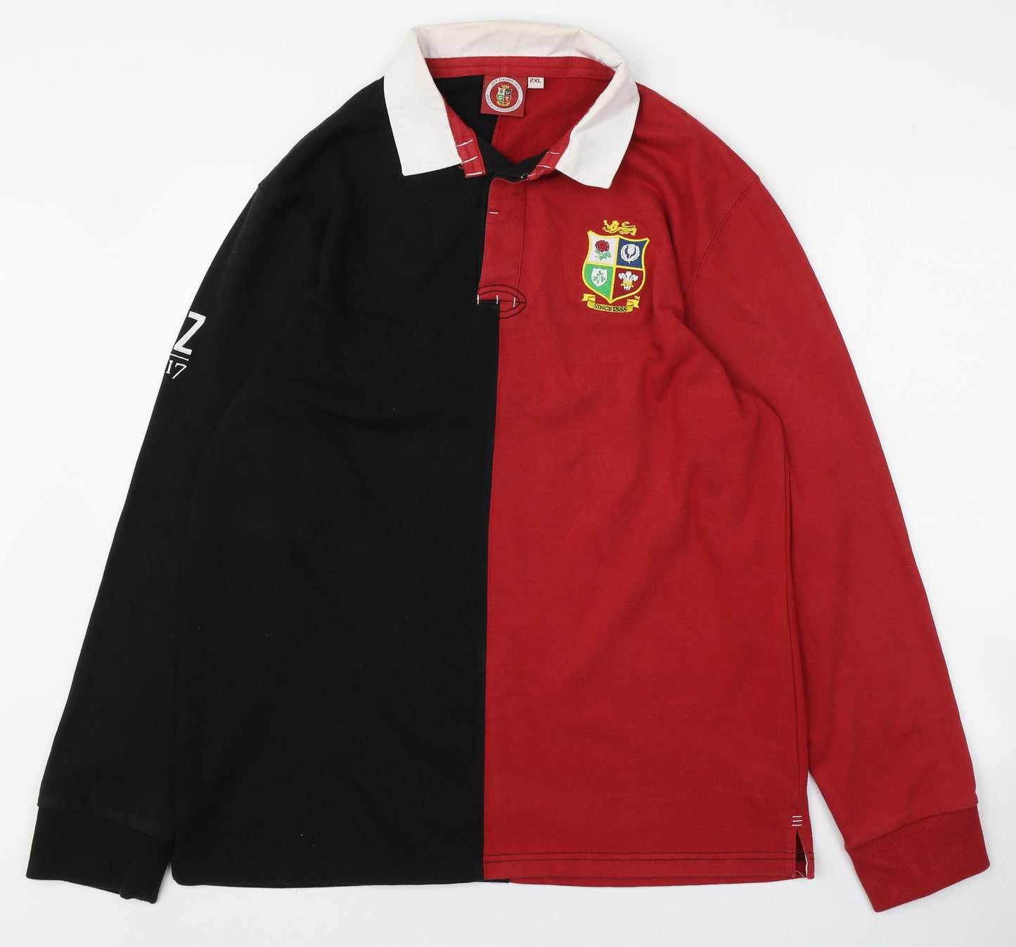 Sportfolio Mens Black Colourblock 100% Cotton  Polo Size 2XL Collared Button - New Zealand 2017 merch