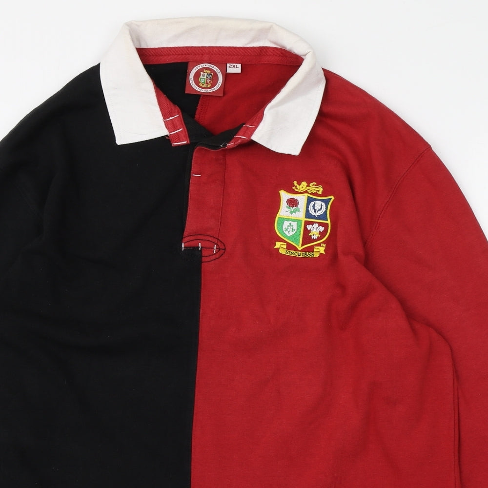 Sportfolio Mens Black Colourblock 100% Cotton  Polo Size 2XL Collared Button - New Zealand 2017 merch