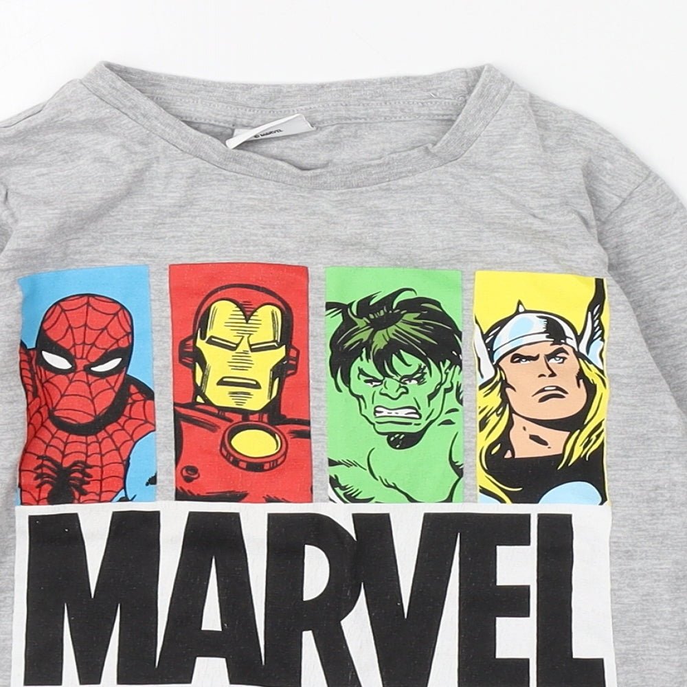 St Bernard  Boys Grey  Cotton Basic T-Shirt Size 5-6 Years Round Neck Pullover - Marvel