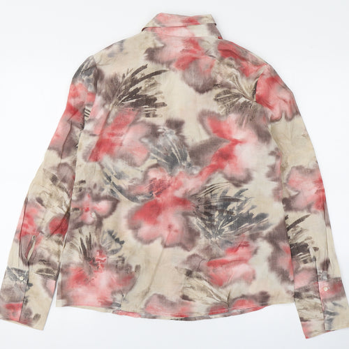 Zaffiri Womens Pink Floral Cotton Basic Button-Up Size 14 Collared