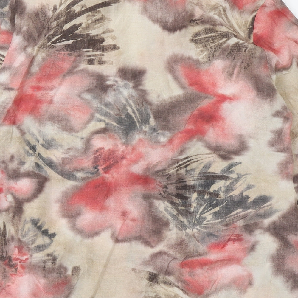 Zaffiri Womens Pink Floral Cotton Basic Button-Up Size 14 Collared