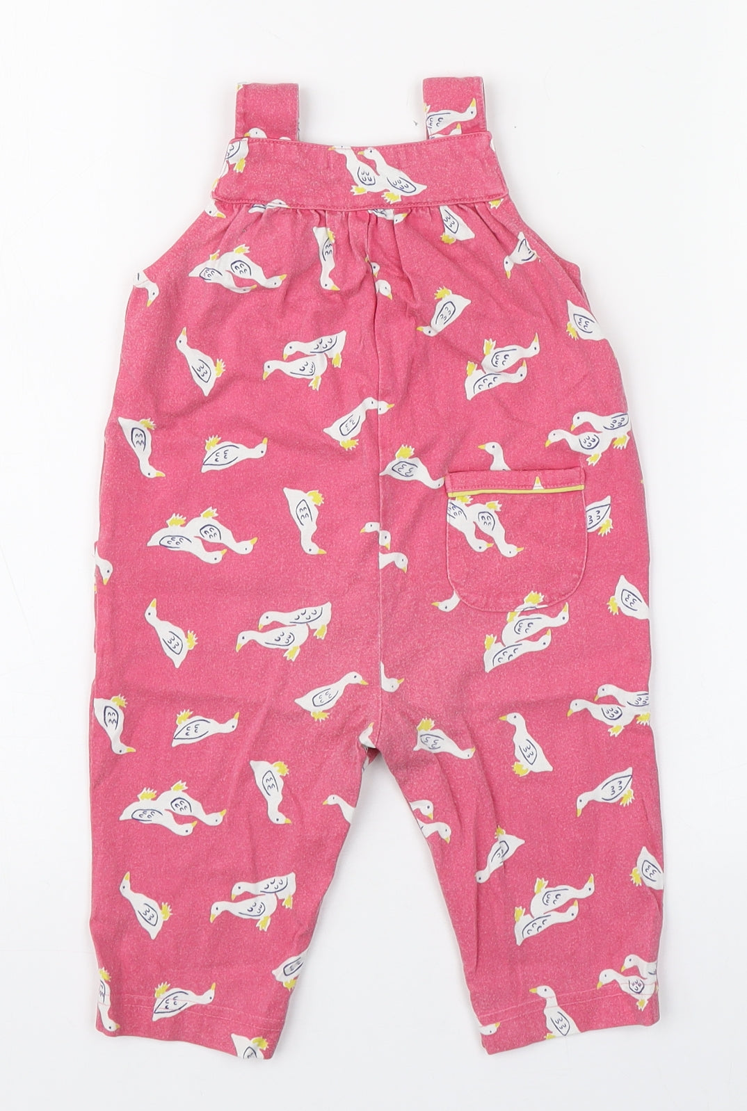 Baby Boden Girls Pink Geometric 100% Cotton Dungaree One-Piece Size 9-12 Months  Button