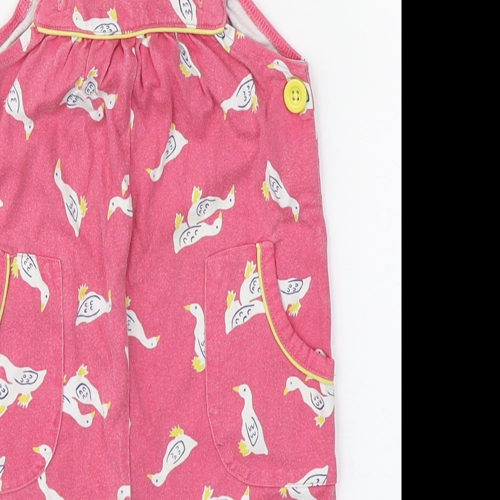 Baby Boden Girls Pink Geometric 100% Cotton Dungaree One-Piece Size 9-12 Months  Button