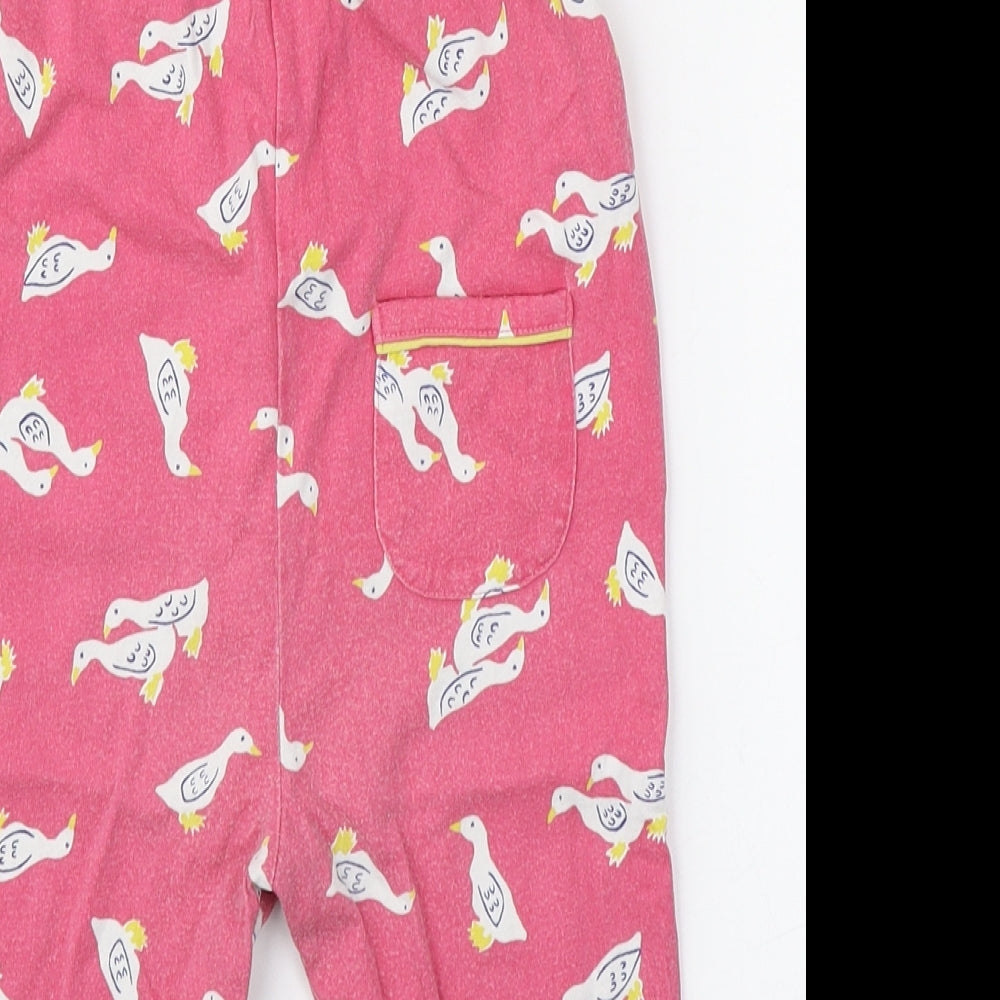 Baby Boden Girls Pink Geometric 100% Cotton Dungaree One-Piece Size 9-12 Months  Button